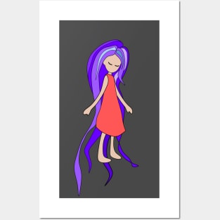 Free Spirit, Girl with Purple Hair Posters and Art